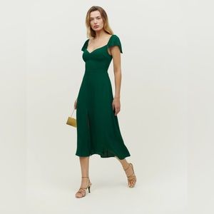 Reformation Baxley Dress in Emerald
